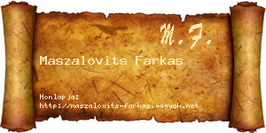 Maszalovits Farkas névjegykártya